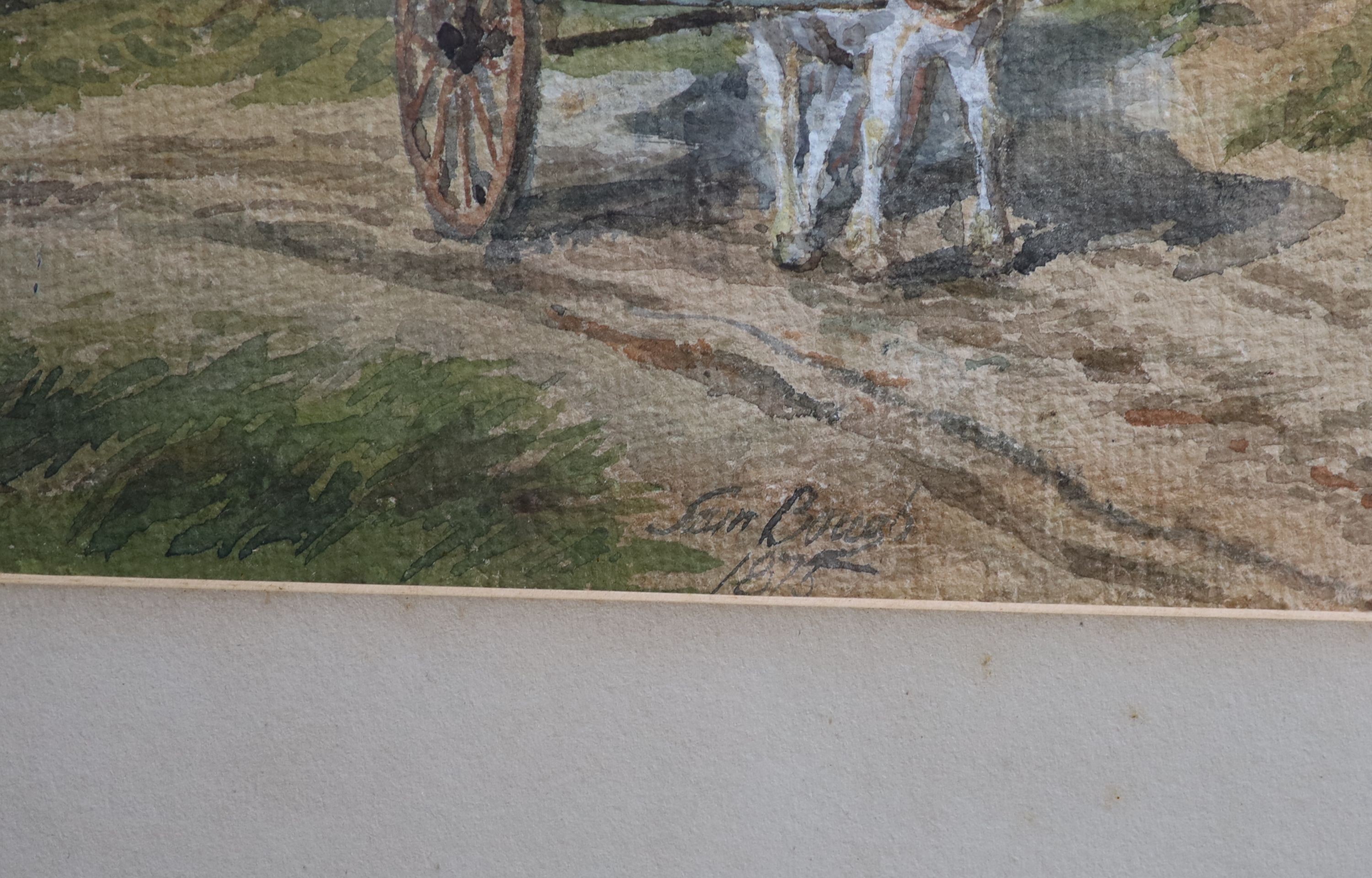 Samuel Bough (1822-1878), Horse drawn cart in a landscape, Watercolour, 40 x 55cm.